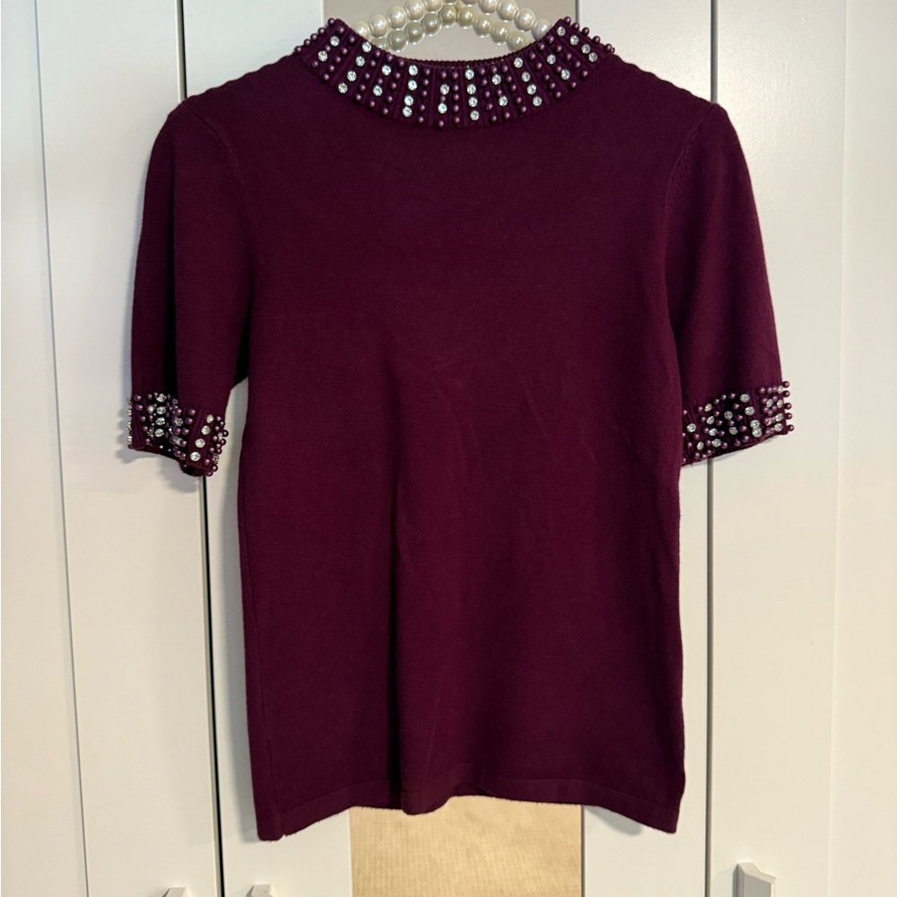 Embellished Plum Sweater Top. Size small.